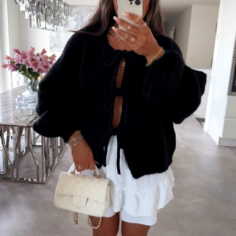 Oversized vest met strikken