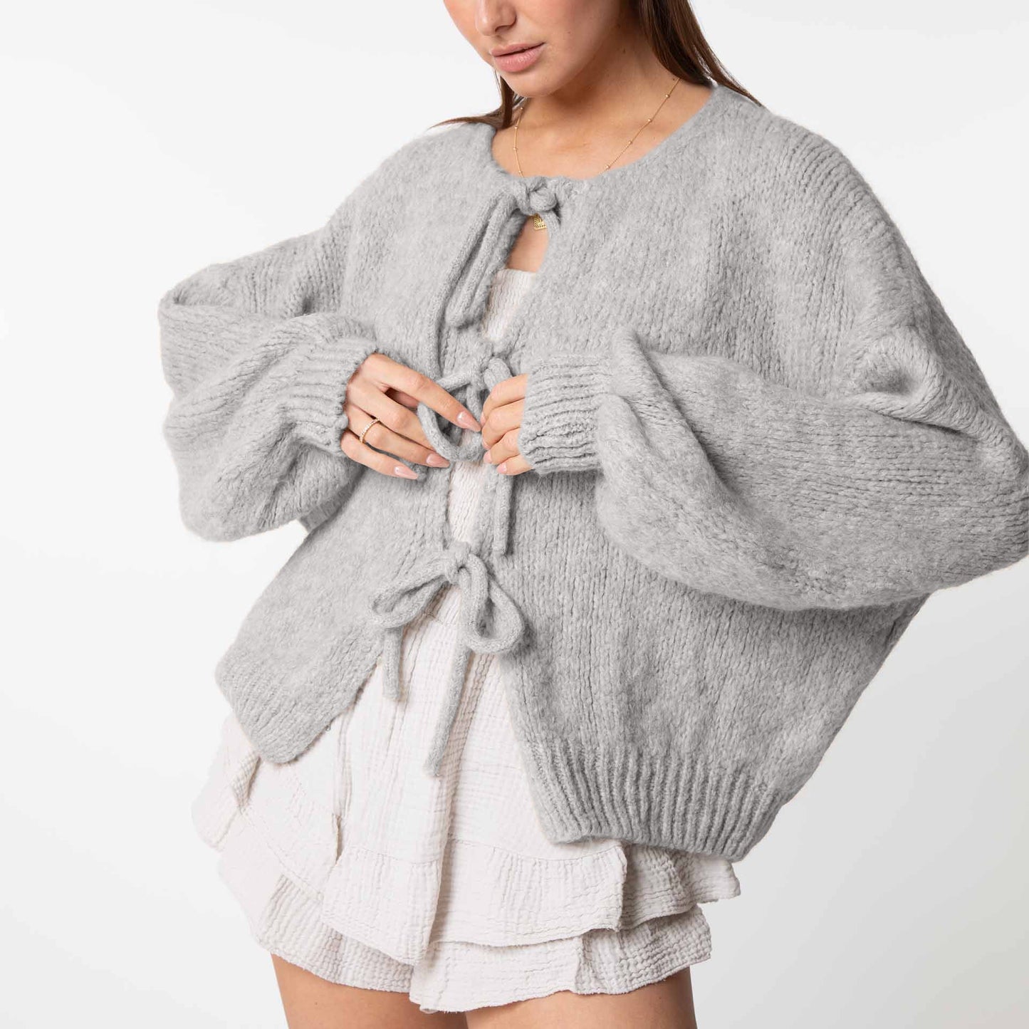 Oversized vest met strikken