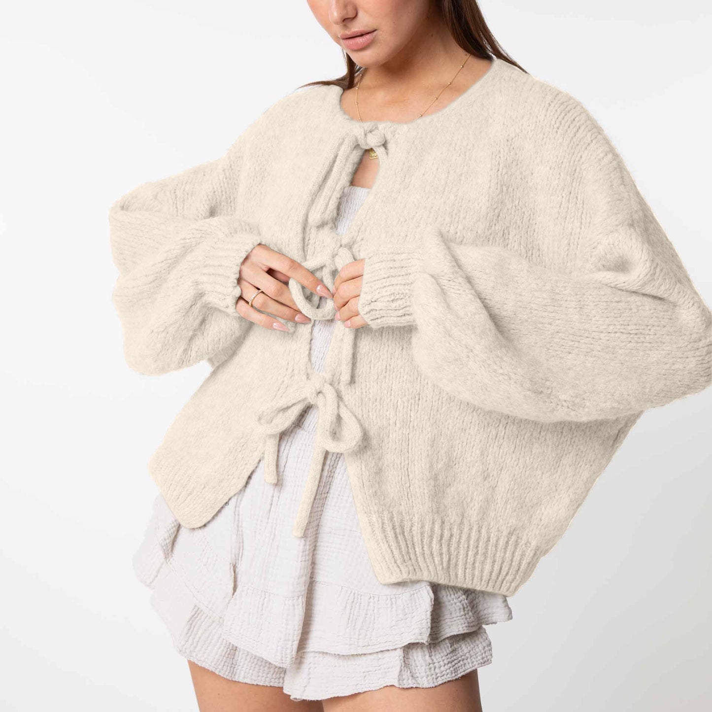 Oversized vest met strikken